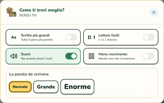 Il pannello «Come ti trovi meglio?»: scritte più grandi, lettere facili, suoni, meno movimento, misura della parola